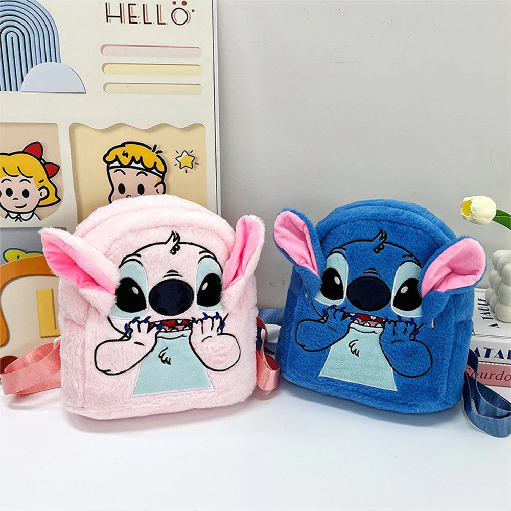 New Plush Backpack Ins Japanese Blue Stitch Funny Cartoon Large-Capacity Student Backpack Kindergarten Bag Child Gift