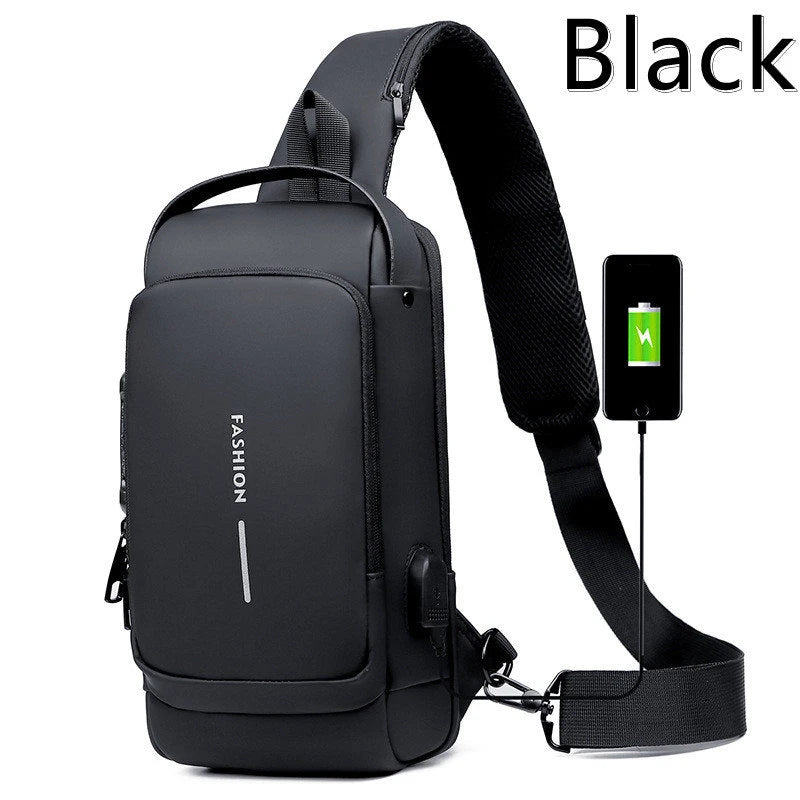 BD1 Newest Men's Anti-theft Chest Bag Shoulder Strap USB Rechargeable Crossbody School Short Distance Gym Men's Sports
