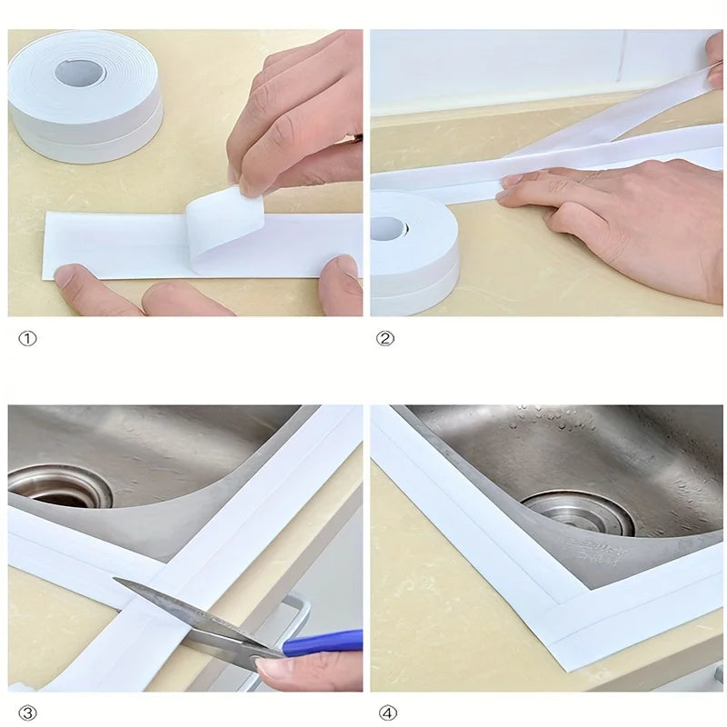 PVC Sealing Strip Tape Bathroom Bath Toilet Caulk Tape Self Adhesive Waterproof Mildew Proof Tapes For Kitchen Sink Wall Corner