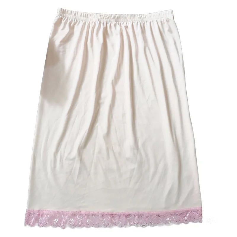 Satin Underskirt Half Slips Dress for Women Summer Thin  High Waist Elastic Anti-Penetrating Underskirt Lining Petticoat