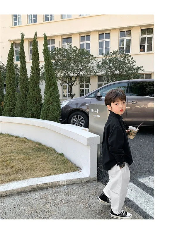 Boys Baby's Kids Blouse Jacket Outwear 2023 Black Spring Autumn Shirts Cotton Gift Plus Size Children's Clothing