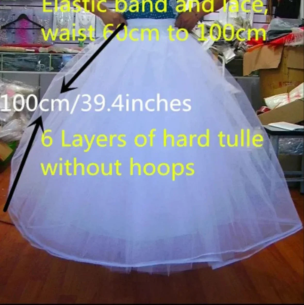 4/6/8 Layers Tulle Petticoat Wedding Accessories Chemise Without Hoops For A Line Wedding Dress Wide Puffy Underskirt
