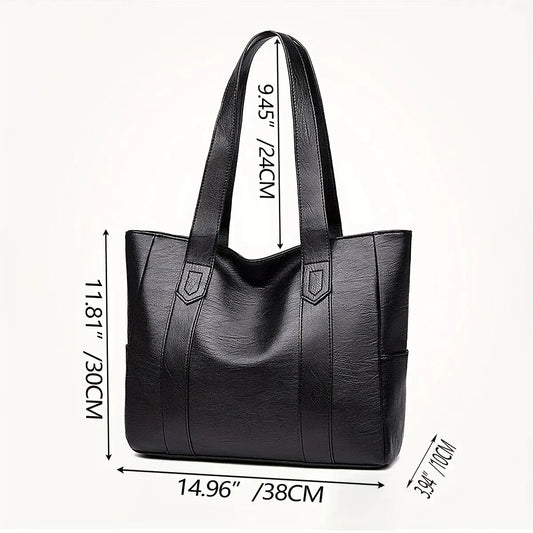 1pc Vintage Large Capacity Tote Bag Retro Vegan Shoulder Bag Women's Casual Handbag For Commute