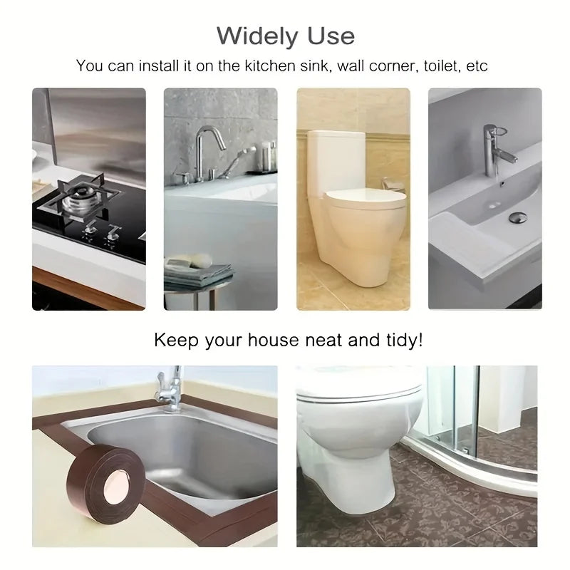 PVC Sealing Strip Tape Bathroom Bath Toilet Caulk Tape Self Adhesive Waterproof Mildew Proof Tapes For Kitchen Sink Wall Corner
