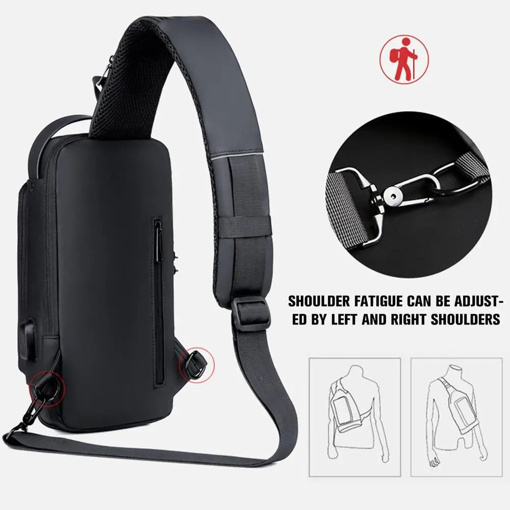 BD1 Newest Men's Anti-theft Chest Bag Shoulder Strap USB Rechargeable Crossbody School Short Distance Gym Men's Sports