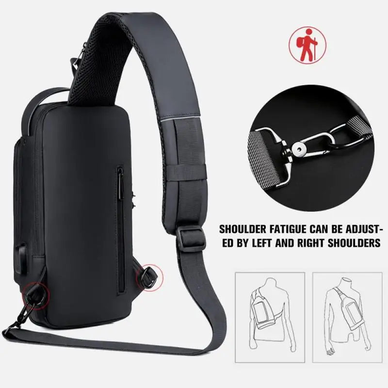 BD1 Newest Men's Anti-theft Chest Bag Shoulder Strap USB Rechargeable Crossbody School Short Distance Gym Men's Sports