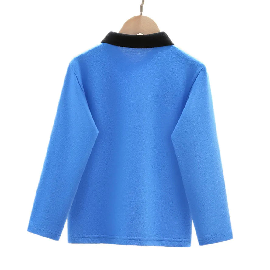 Boys School Uniform Polo Shirt 2023 New Spring Kids Casual Long Sleeve Tops For Teenager Children's 4-15 Years Clothes