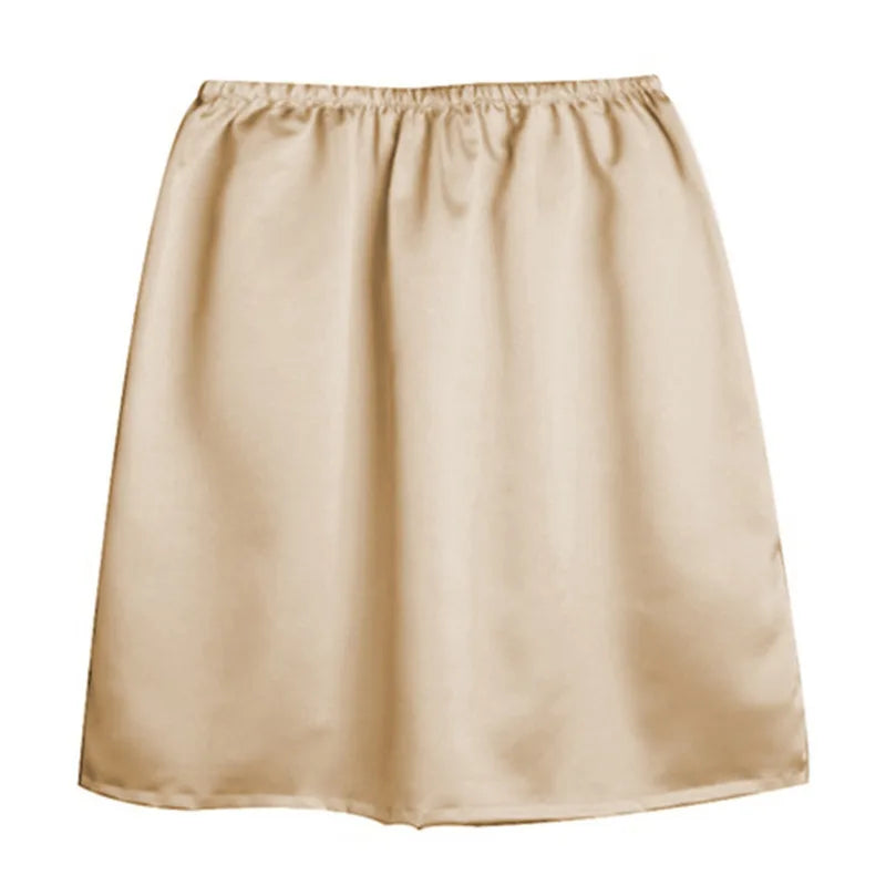 Satin Underskirt Half Slips Dress for Women Summer Thin  High Waist Elastic Anti-Penetrating Underskirt Lining Petticoat