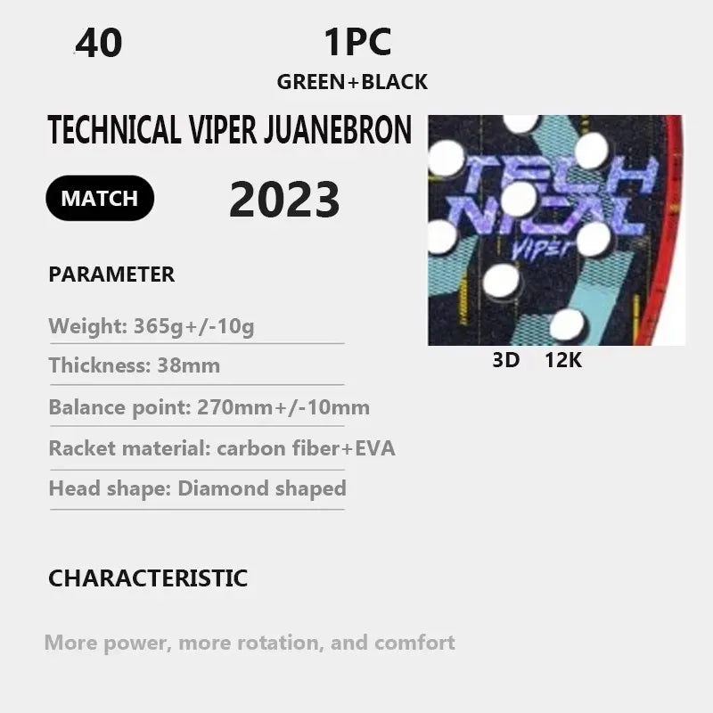 Carbon Fiber Padel Tennis Racket, Rough Surface, Diamond Shape, High Balance, EVA, Soft Memory, Sports Paddle Racquet