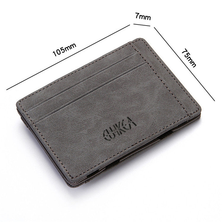 Men Ultra Thin PU Leather Mini Small Magic Wallet with Zipper Coin Pocket Purse Women Pouch Plastic Credit Bank Card Case Holder