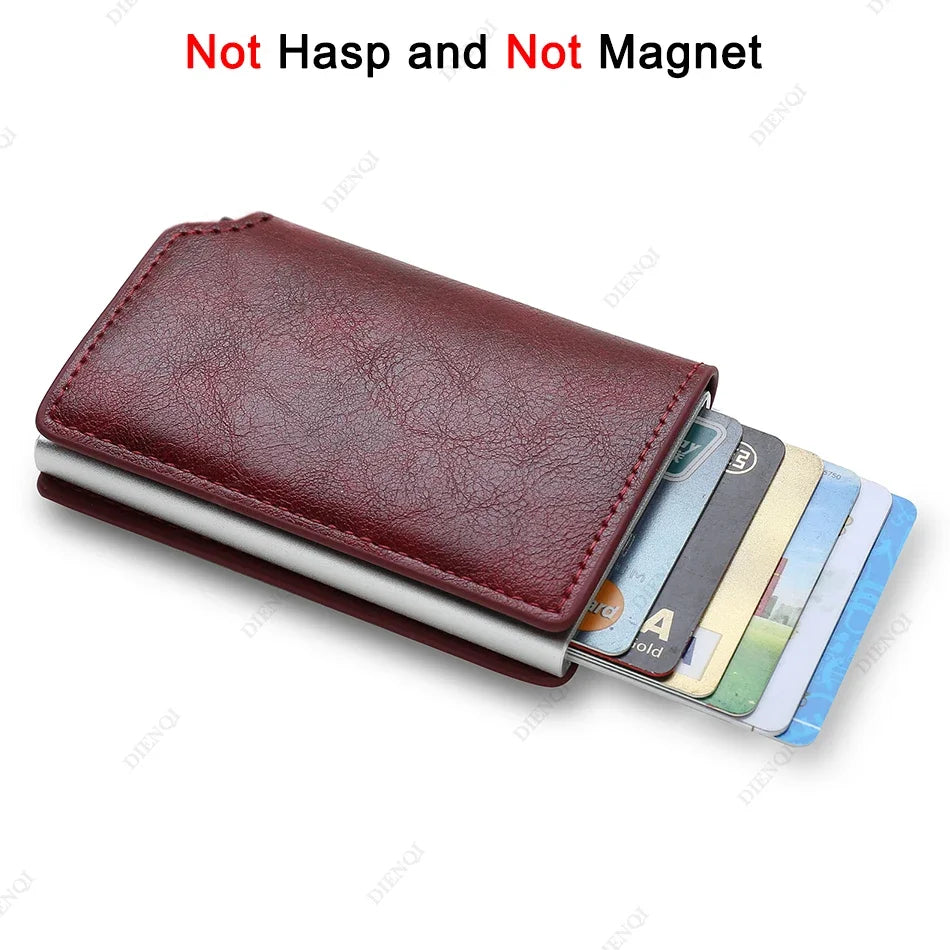Rfid Aluminum Men Wallet Card Holders Purse Carbon Fiber Men Business Slim Thin Smart Wallet Credit Cardholder Case Note Holder