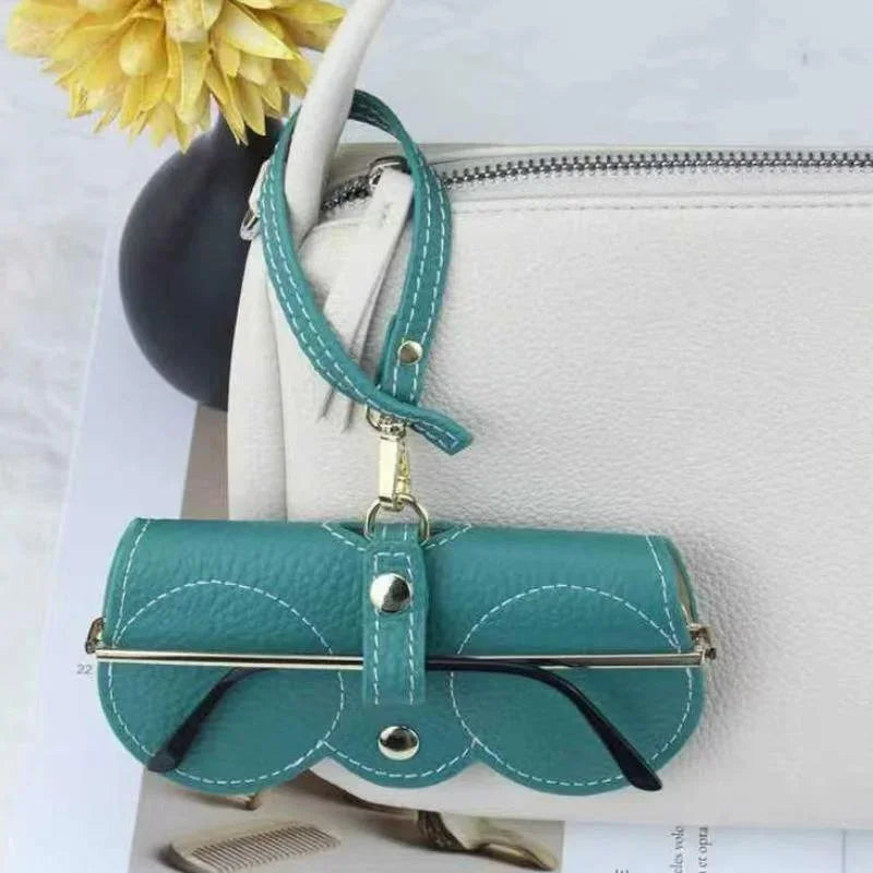 Litchi Embossed Glasses Cover Cute Hanging PU Leather Sunglasses Reading Glasses Storage Bag Portable Travel Eyewear Holder