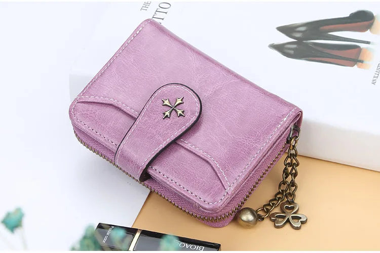 2023 New Women Wallets Fashion Short PU Leather Top Quality Card Holder Female Zipper Purse