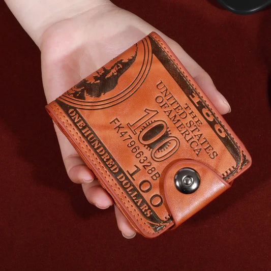 Men's Wallets With 100 US Dollar PatternWallet Male Leather Walet Photo Card HolderFashion Large Capacity Wallet Purse Bag