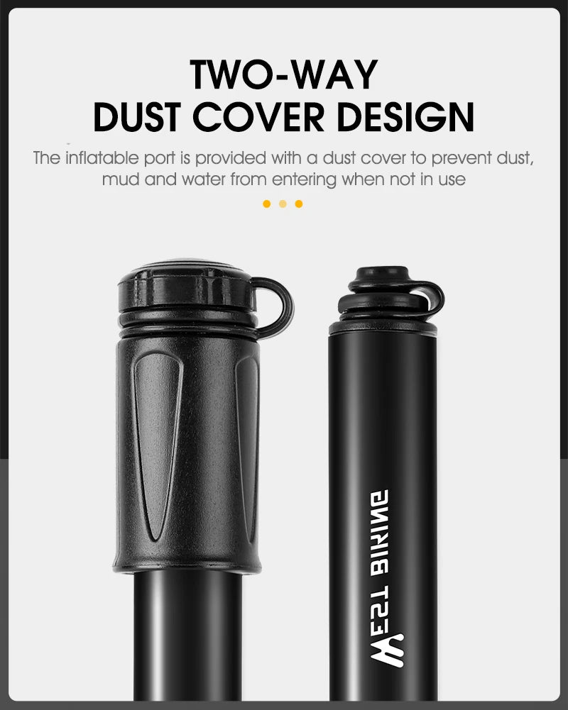WEST BIKING Mini Bike Pump 100PSI Schrader Presta Valve MTB Road Cycling Pump Aluminum Alloy Bicycle Hand Air Pump Tire Inflator