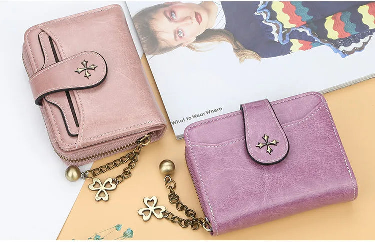 2023 New Women Wallets Fashion Short PU Leather Top Quality Card Holder Female Zipper Purse