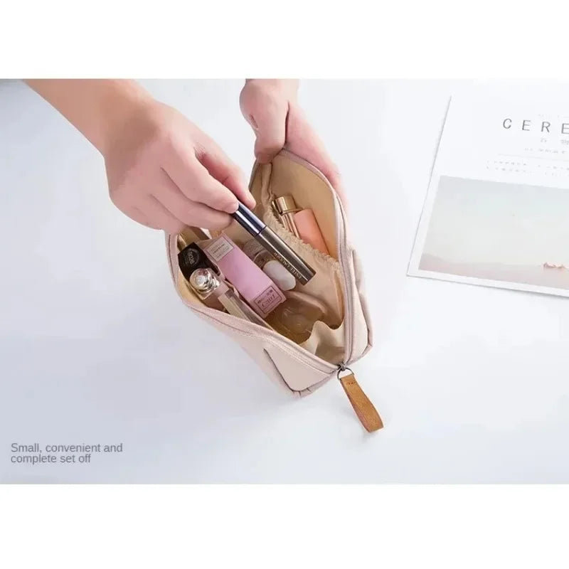 2024 New Women's Small Bag Toiletry Bag Portable Mini Solid Color Korean Makeup Bag Large Capacity Waterproof Storage Clutch Bag