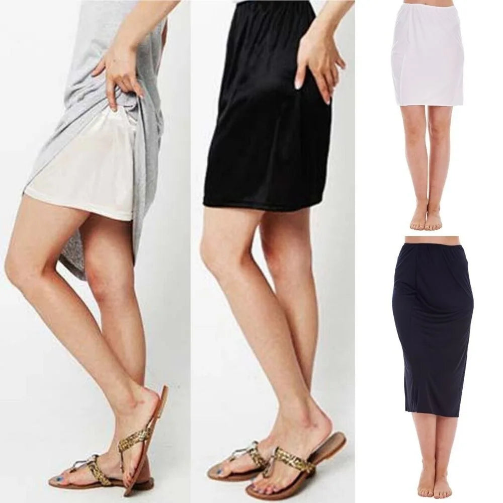 Comfortable Half Slips Under Dress Cooling Slip Skirt Lingerie Satin Skirt Women Underskirts Petticoat Cooling Summer Fashion