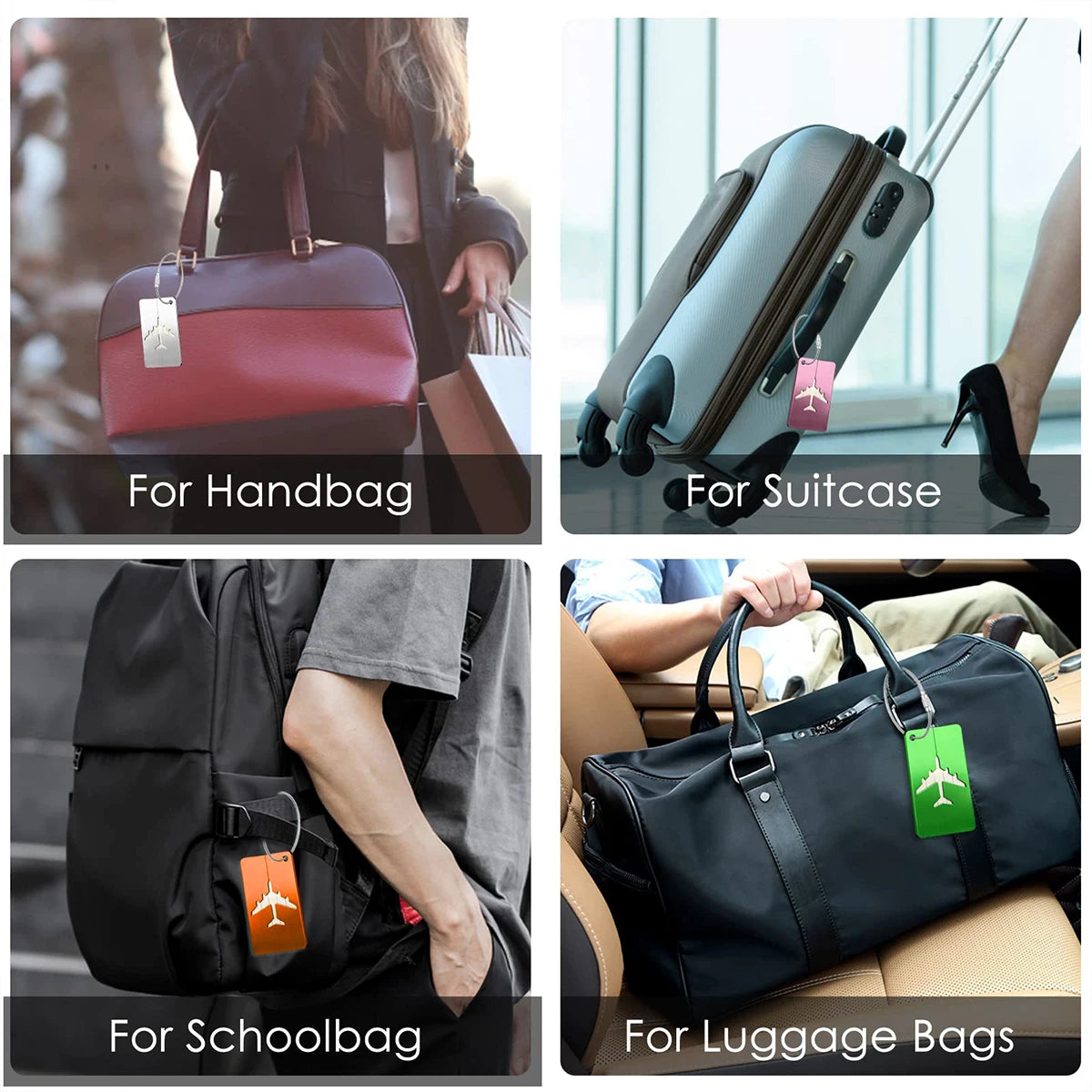 Aluminum Alloy Travel Luggage Tag Hanging Tag Suitcase Tag Plane With Name ID Cards Anti-lost Solid Color Travel Accessories.zmt