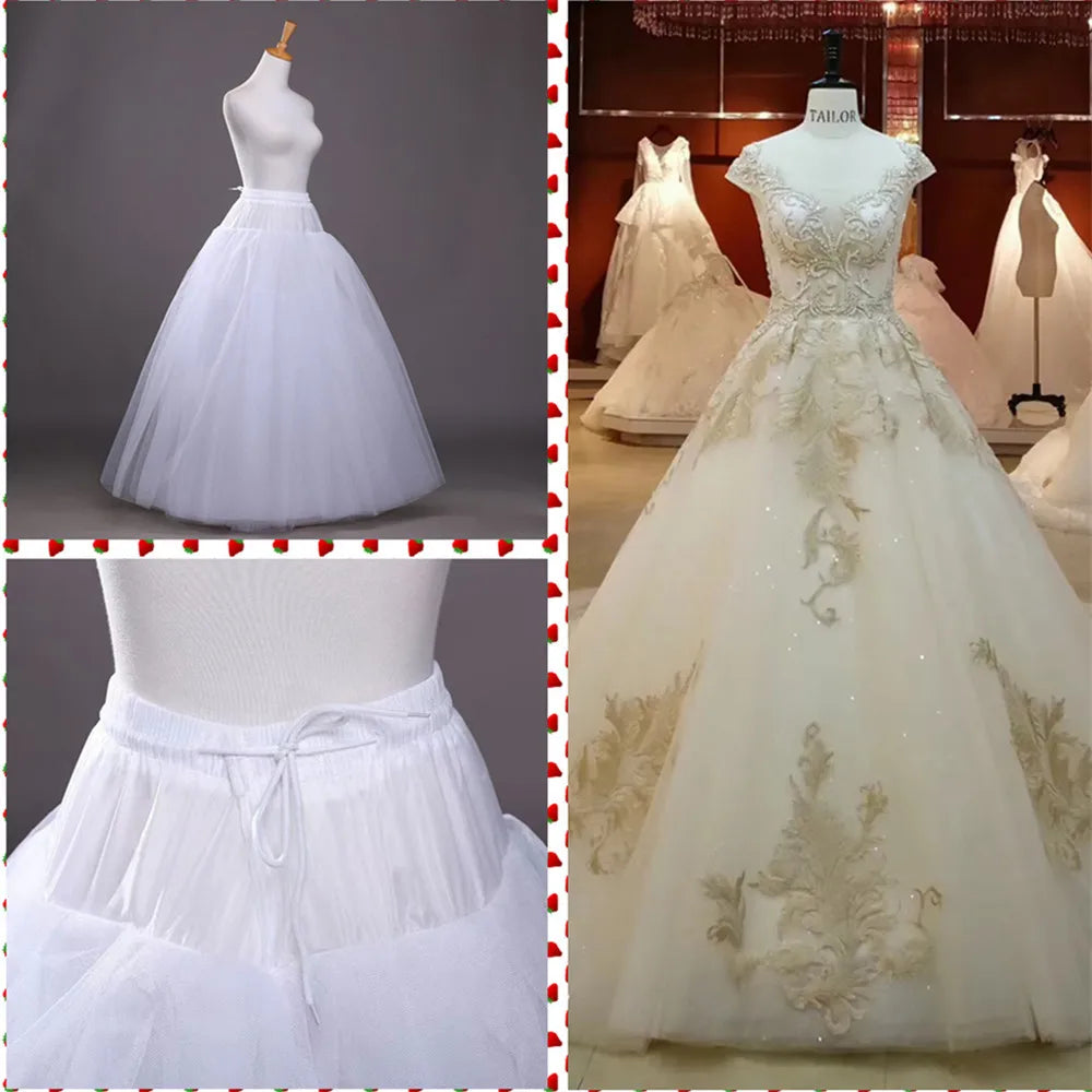 4/6/8 Layers Tulle Petticoat Wedding Accessories Chemise Without Hoops For A Line Wedding Dress Wide Puffy Underskirt