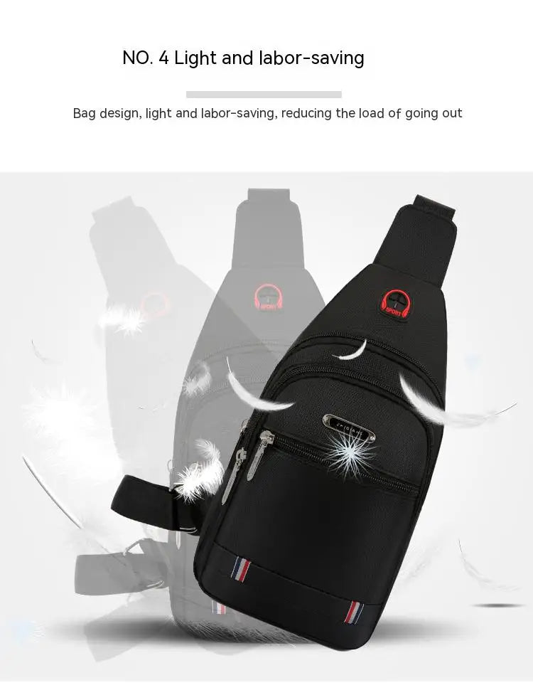 OutDoor Travel Fashion Mens CrossBorder Small Chest Polyester Shoulder Bag Trend Leisure.