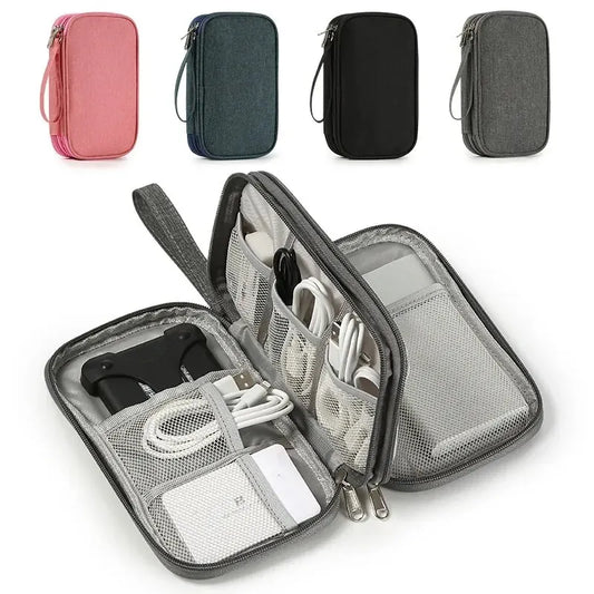 Travel Organizer Bag Cable Storage Organizers Pouch Carry Case Portable Waterproof Double Layers Storage Bags for Cable Cord