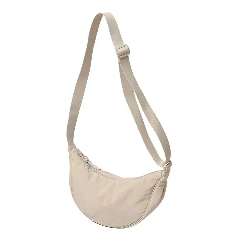 New Simple and Casual Solid Color Nylon Large Capacity Women's Dumpling Bag Shoulder Bag for Travel and Commuting