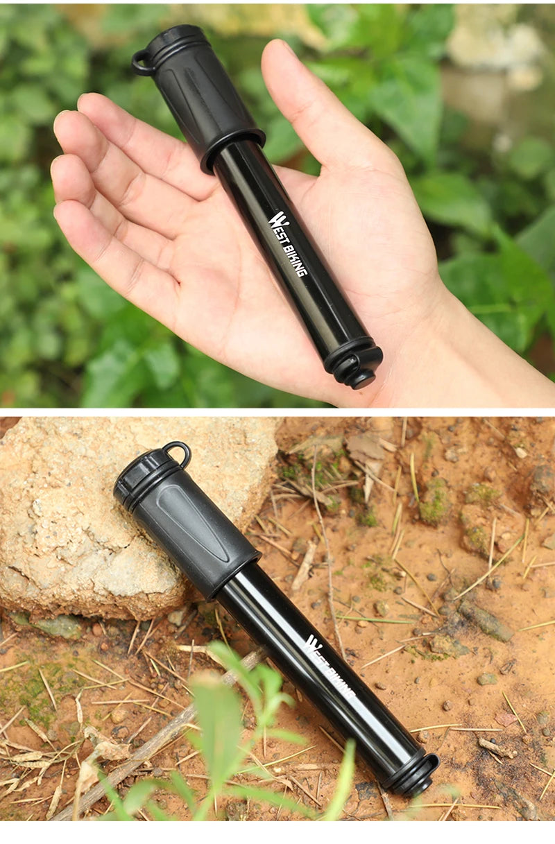 WEST BIKING Mini Bike Pump 100PSI Schrader Presta Valve MTB Road Cycling Pump Aluminum Alloy Bicycle Hand Air Pump Tire Inflator