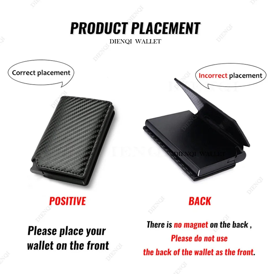 Rfid Aluminum Men Wallet Card Holders Purse Carbon Fiber Men Business Slim Thin Smart Wallet Credit Cardholder Case Note Holder