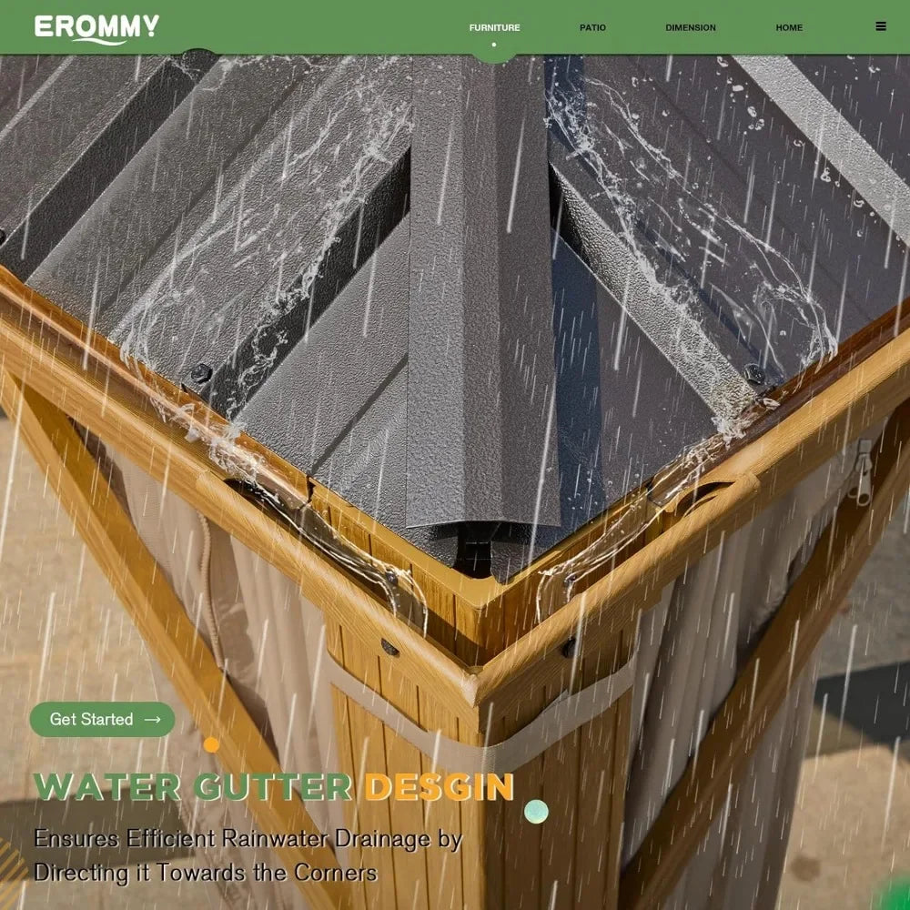 14' X 20' Hardtop Gazebo, Outdoor Permanent Metal Pavilion with Curtains and Nettings for Patio, Backyard and Deck Gazebo