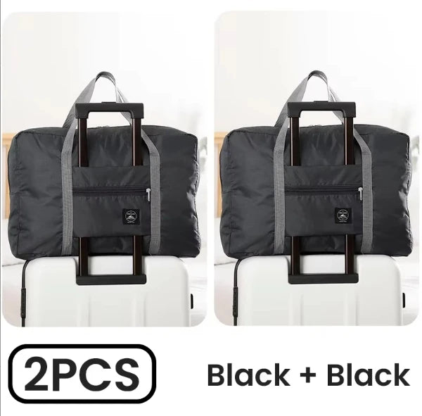 2 Pack Foldable Travel Duffel Bag for Airlines Carry on Bag Weekender Overnight Hospital Tote Bag Gym Duffel Bag Women Men