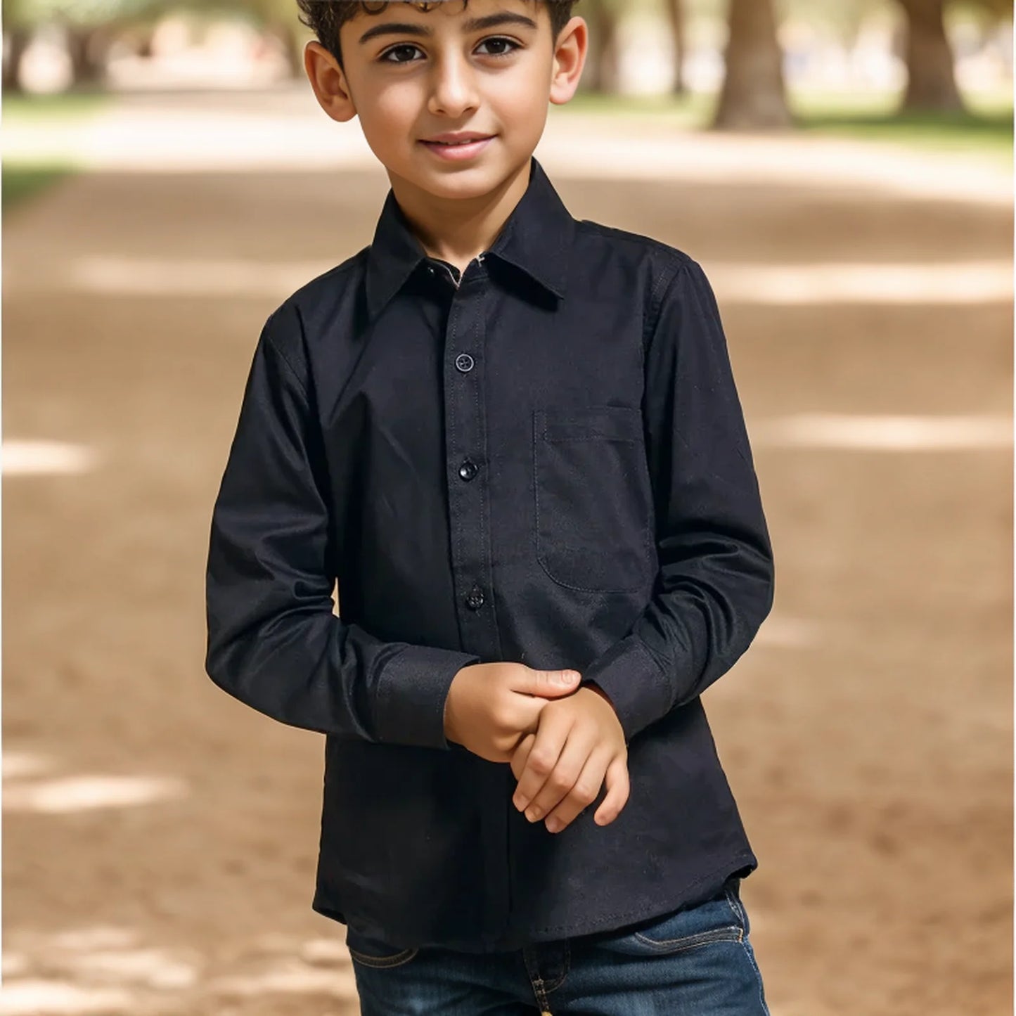 Boys Black Shirt Cotton Long Sleeve Spring Autumn Children's Boys Dress Tops School Uniform for Boys Girls Blouse