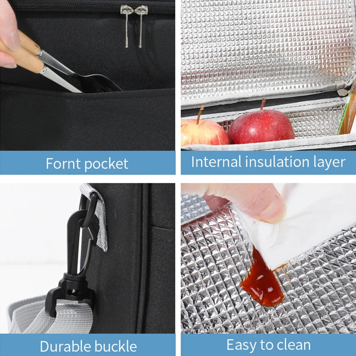 Capacity hand-held with shoulder strap insulated bag, lunch box bag, student thickened waterproof lunch bag。