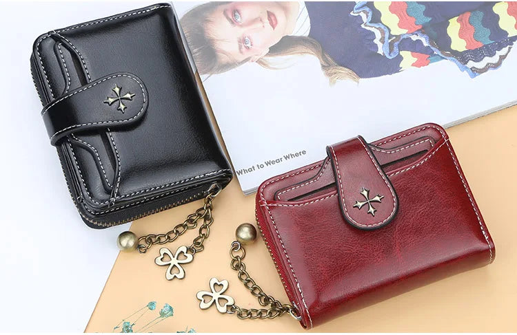 2023 New Women Wallets Fashion Short PU Leather Top Quality Card Holder Female Zipper Purse