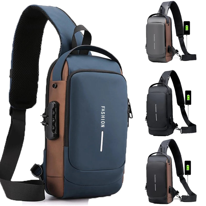 BD1 Newest Men's Anti-theft Chest Bag Shoulder Strap USB Rechargeable Crossbody School Short Distance Gym Men's Sports