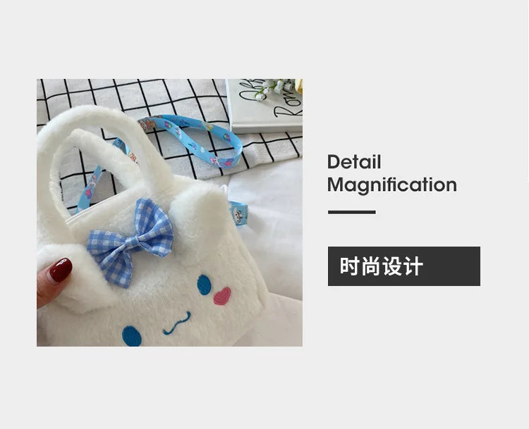 Sanrio Bag Kawaii Kuromi Cinnamoroll My Melody Cartoon Anime Plush Handbag Cosmetic Bag Travel Storage Bag Women Girl Gifts