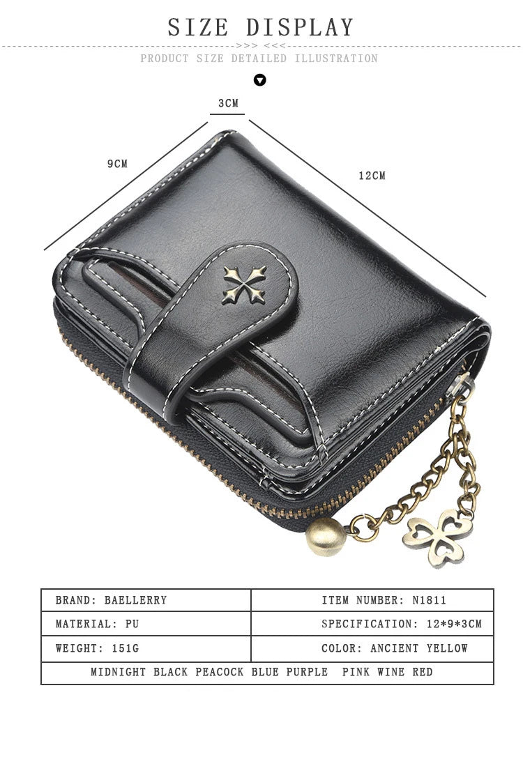 2023 New Women Wallets Fashion Short PU Leather Top Quality Card Holder Female Zipper Purse