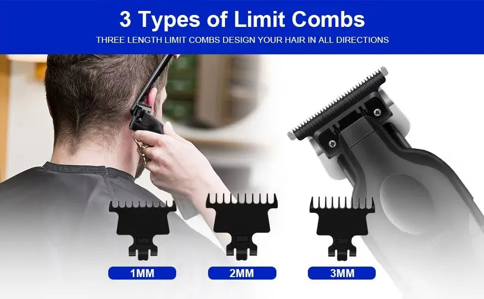 Kemei Men's Cordless Hair Clipper USB Rechargeable Electric Hair Clipper Zero Gap Trimmer Electric Hair Cutting Machine KM-2299