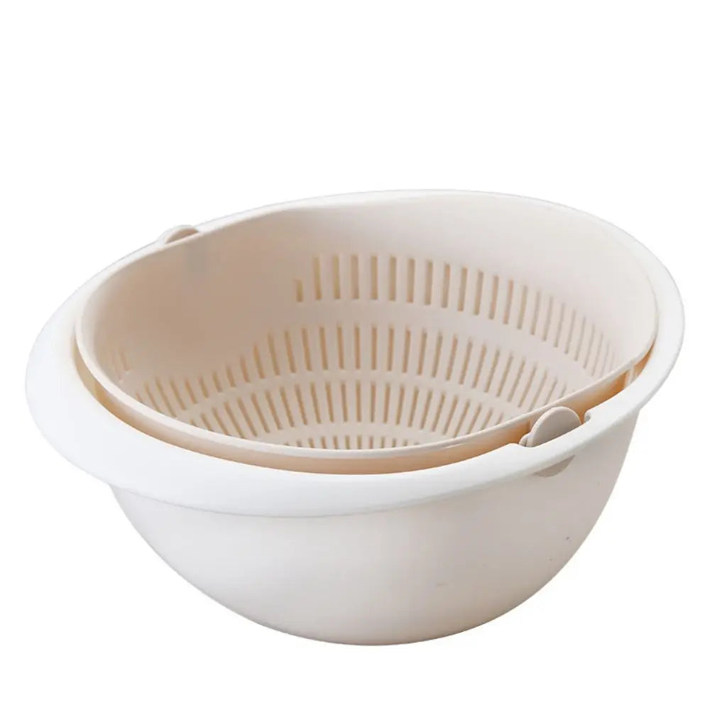 Creative Multifunctional Draining Basket Double Kitchen Fruit And Vegetable Round Plastic Dishwashing Basket