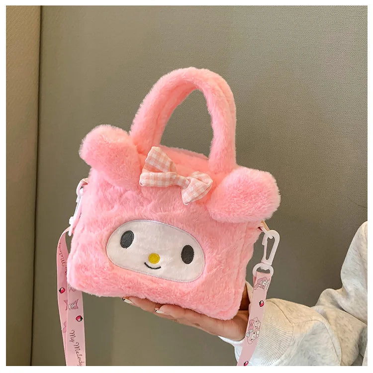 Sanrio Bag Kawaii Kuromi Cinnamoroll My Melody Cartoon Anime Plush Handbag Cosmetic Bag Travel Storage Bag Women Girl Gifts