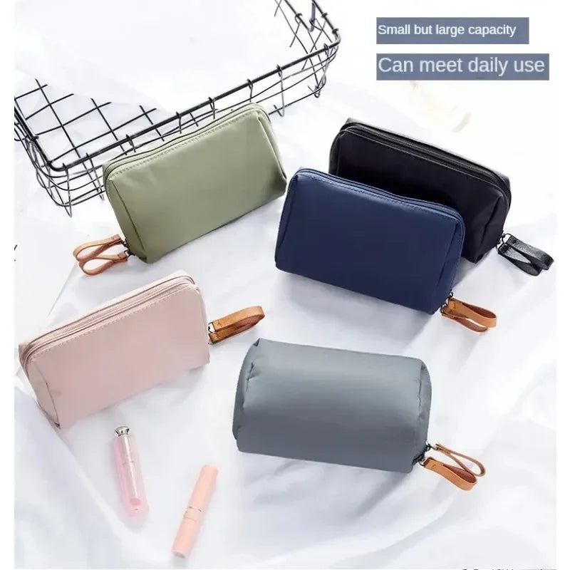 2024 New Women's Small Bag Toiletry Bag Portable Mini Solid Color Korean Makeup Bag Large Capacity Waterproof Storage Clutch Bag