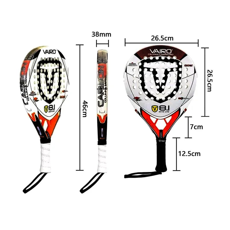 Carbon Fiber Padel Tennis Racket, Rough Surface, Diamond Shape, High Balance, EVA, Soft Memory, Sports Paddle Racquet