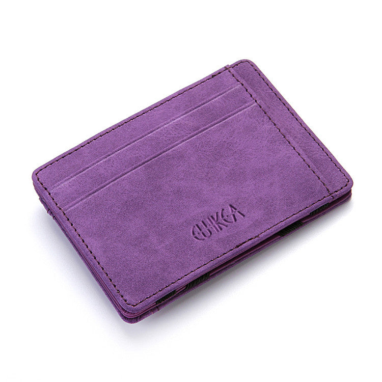 Men Ultra Thin PU Leather Mini Small Magic Wallet with Zipper Coin Pocket Purse Women Pouch Plastic Credit Bank Card Case Holder