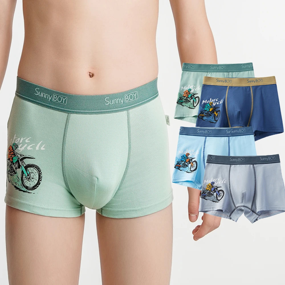 4pcs Big Size Children Boys Panties Cotton Motor Cool Cartoon Print Boxers Kid Boy Briefs Student UnderWear Underpanties M-2XL