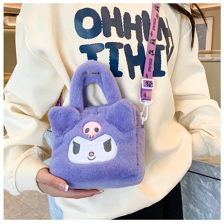 Sanrio Bag Kawaii Kuromi Cinnamoroll My Melody Cartoon Anime Plush Handbag Cosmetic Bag Travel Storage Bag Women Girl Gifts
