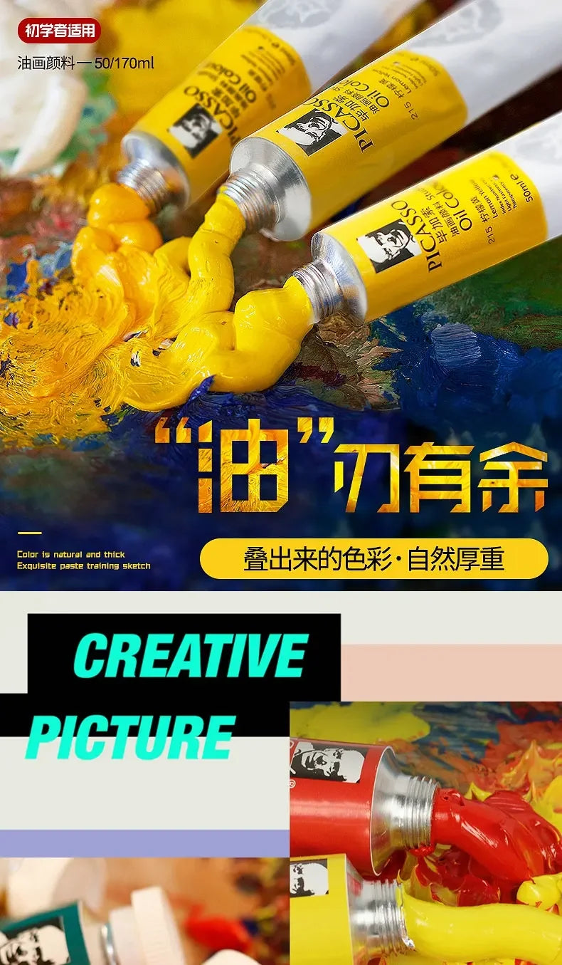 Phoenix 50ml Oil Paint High Saturation Faster Drying Time with Creamy Texture and Consistency for Artists, Students, Beginners