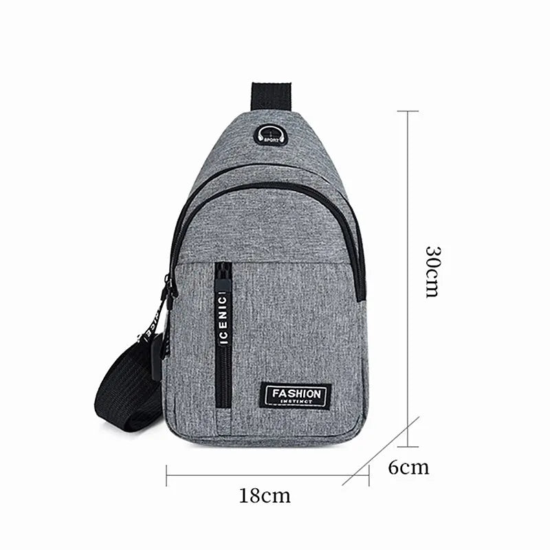 2025 New Multifunctional Chest Bag Men's Fashion Trend Oxford Cloth Shoulder Bag Korean Style Casual Waterproof Messenger Bag