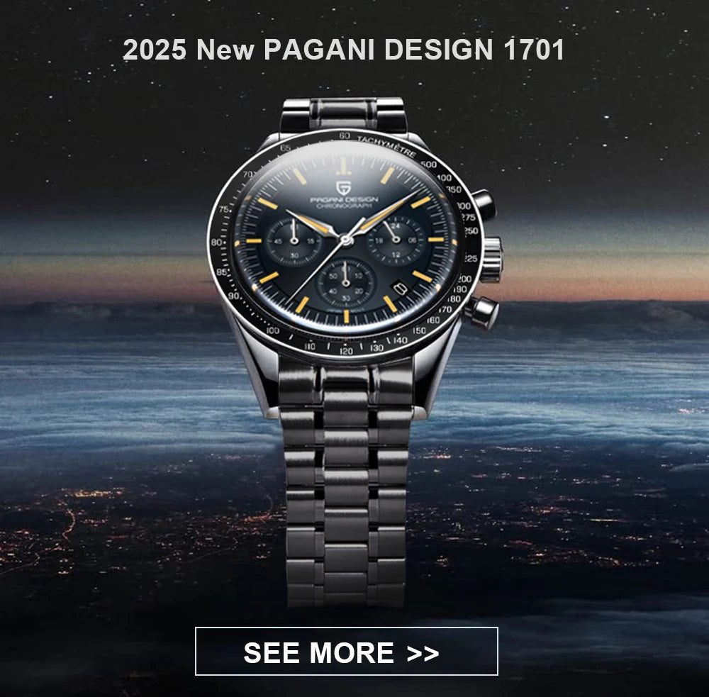 PAGANI DESIGN 1701 Moon Mens Quartz Watches Men Luxury Watch For Men Chronograph AR Sapphire Mirror Waterproof Reloj Hombre 2025