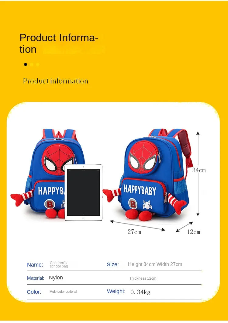 Spiderman Backpacks Super Heroes Student School Bag Cartoon 3d Stereo Kindergarten Backpack Children's Travel Bag Gift