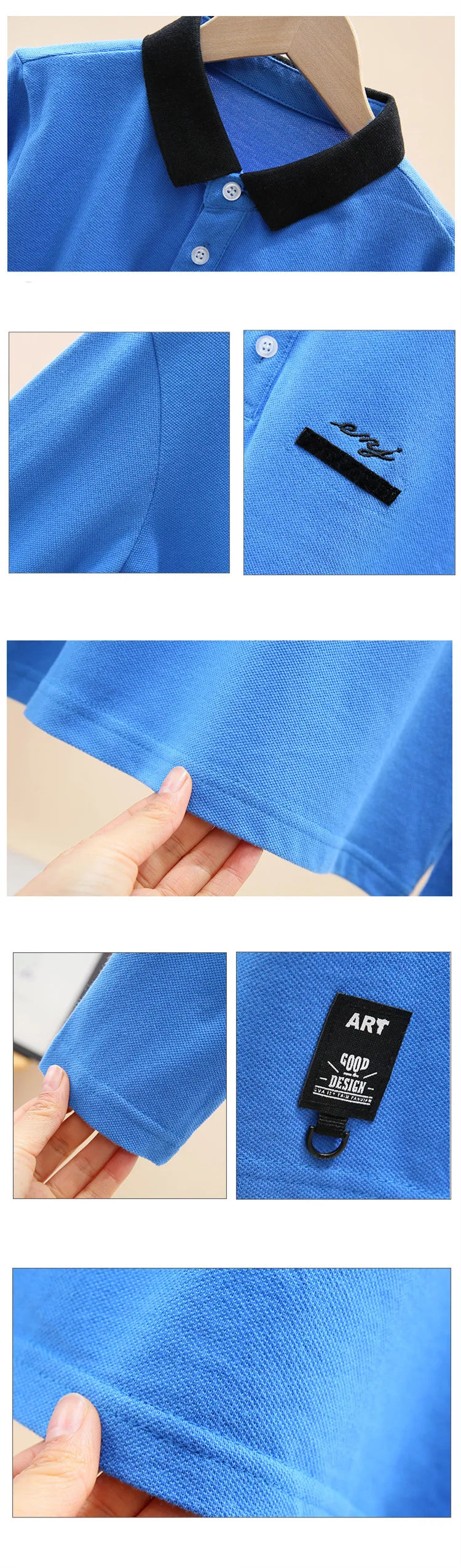 Boys School Uniform Polo Shirt 2023 New Spring Kids Casual Long Sleeve Tops For Teenager Children's 4-15 Years Clothes